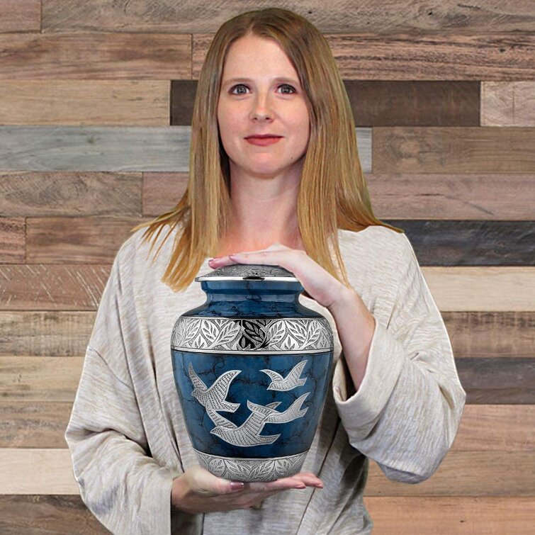 Trupoint Memorials Heavenly Peace Dark Blue Wings Of Love Large Cremation  Urn For Human Ashes